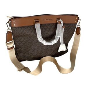 NWT Michael Kors Womens Large Brown‎ Jet Set Monogram Travel Tote Purse Handbag